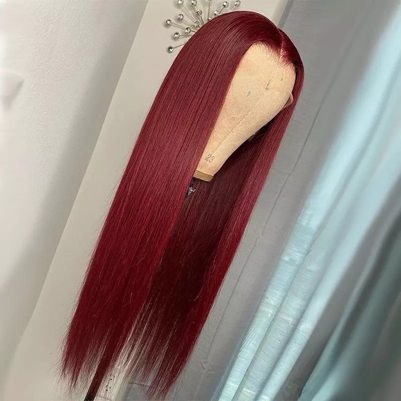 22 inch burgundy human hair wig